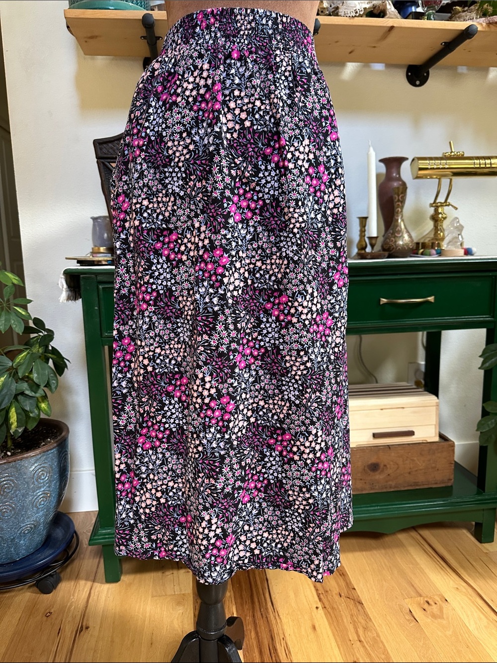 Multicolor floral Midi Skirt, Large
